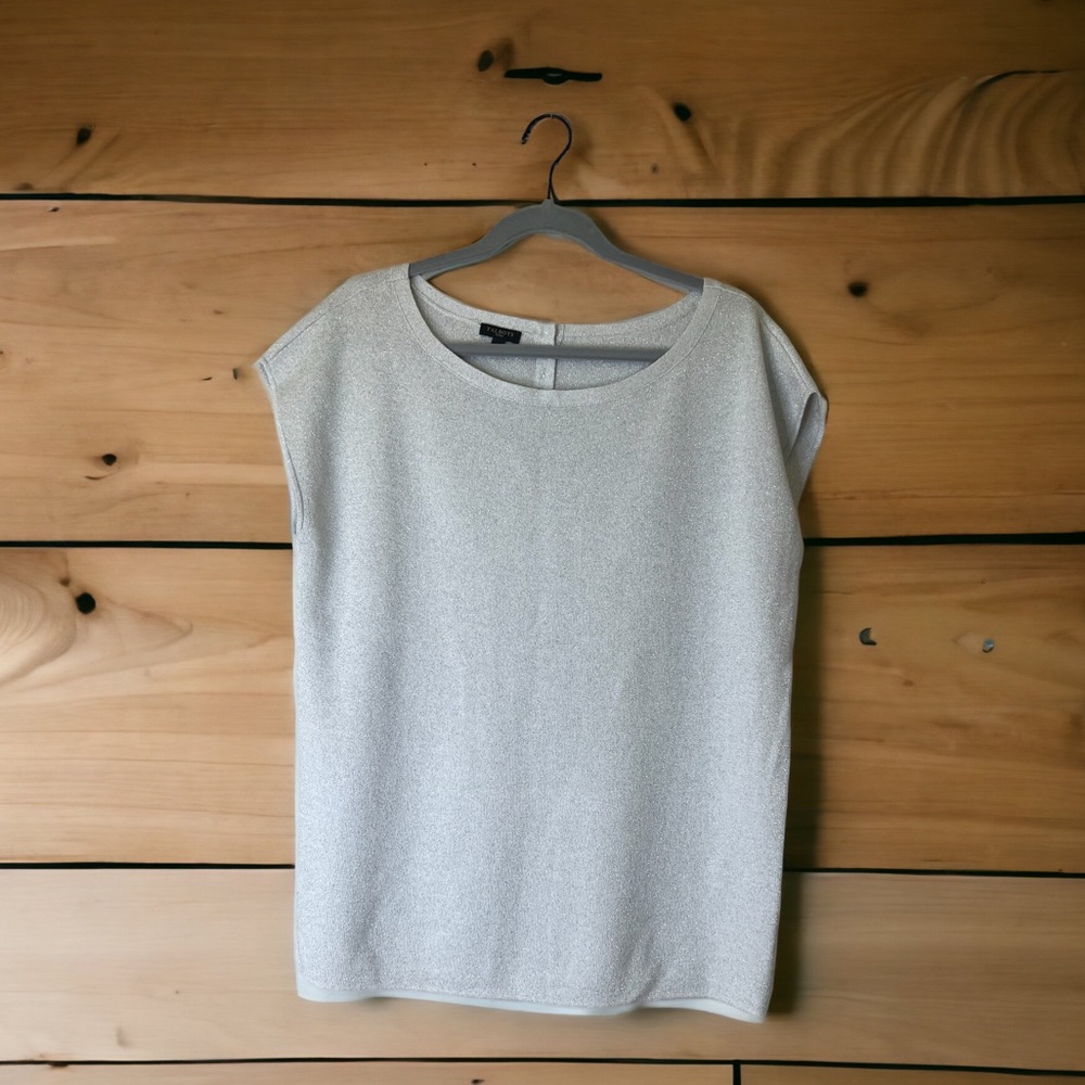 Talbots Woman Silver Gray Metalic Top - 1X